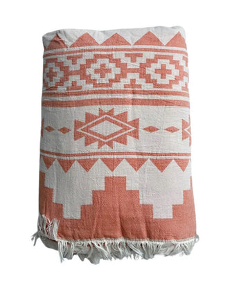 Fleece Throw ~  MFT01 Maya Fleece Lined Cotton Throw in Apricot