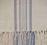 Weaver Green Blanket throw ~ Antibes Blue close up -100% recycled with the appearance of real French linen