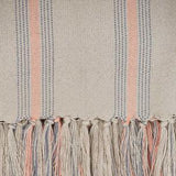 Weaver Green Blanket throw ~ Cannes Coral/Grey close up -100% recycled with the appearance of real French linen
