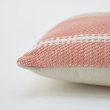 Cushion lightweight ~ Oxford Stripe - Coral - 45x45cm pretty colour with natural colour back ethically produced