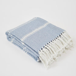 Weaver Green Blanket throw ~ Oxford stripe - Lavender - striking colour 100% recycled
