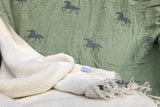 Throw ~ HTF02 Horse design blanket with fleece backing 170 x 130cm