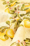 Close up of Lemons Linen Print scarf