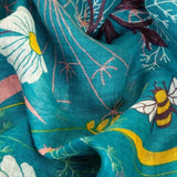 Close up of Summer Meadow Linen Print scarf