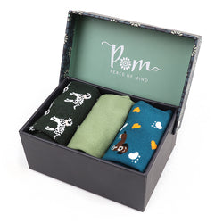 Socks ~ 20174 Ladies Teal mix dog themed triple sock boxed set