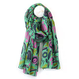 Scarf ~ 52883 Organic cotton green mix abstract meadow print scarf