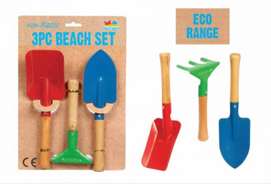 Beach - BB791 Metal & Wood digging Beach set - 3 piece plastic free