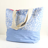 Bag ~ 81430 Pale blue animal print cotton beach bag