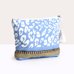Pouch ~ 81431 Pale blue animal print cotton travel pouch