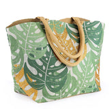81434 POM Gold and green mix monstera leaf bag