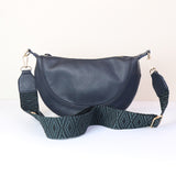 Bag ~ 81486 Slate vegan leather half moon bag with diamond strap