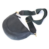 81486 Slate vegan leather half moon bag with diamond strap