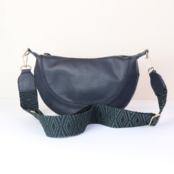 Bag ~ 81486 Slate vegan leather half moon bag with diamond strap