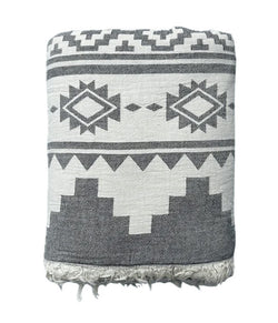 Fleece Throw ~  MFT05 Maya Fleece Lined Cotton Throw in Charcoal