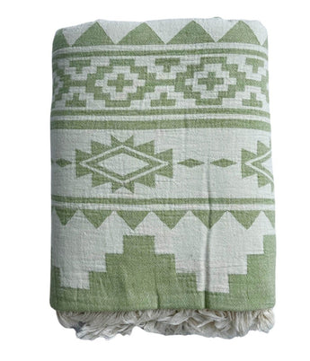 Fleece Throw ~  MFT03 Maya Fleece Lined Cotton Throw in Chive