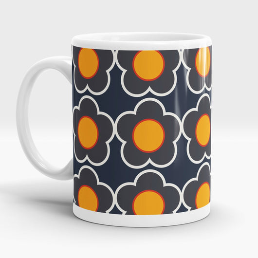 Mug ~ Retro Flower print design cheerful and bright