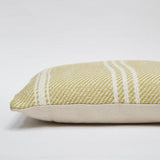 Cushion lightweight ~ Oxford Stripe - Gooseberry & natural back - 45x45cm