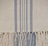 Weaver Green Blanket throw ~ Antibes Blue close up -100% recycled with the appearance of real French linen
