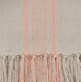 Weaver Green Blanket throw ~ Antibes Coral close up -100% recycled with the appearance of real French linen