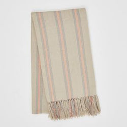 Weaver Green Blanket throw ~ Cannes Coral/Grey -100% recycled with the appearance of real French linen