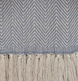 Weaver Green Blanket throw close up ~ Cassis Blue -100% recycled with the appearance of real French linen