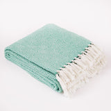 Weaver Green Blanket throw ~ Diamond - Aqua - ethically produced