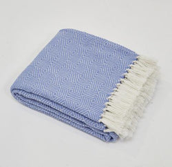 Weaver Green Blanket throw ~ Diamond - Cobalt - beautiful colour ethically produced