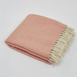 Weaver Green Blanket throw ~ Diamond - Coral/white - beautiful eco-friendly textile