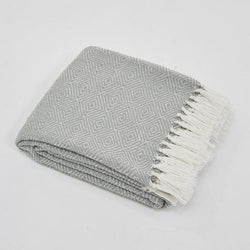 Weaver Green Blanket throw ~ Diamond - Dove Grey - on trend colour ethically produced