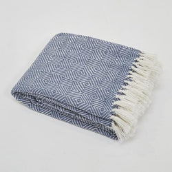 Weaver Green Blanket throw ~ Diamond - Navy/white coastal style interior