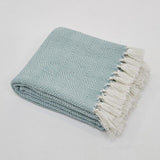 Weaver Green Blanket throw ~ Diamond - Teal/white - fresh inviting colour
