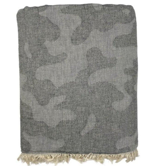Fleece Throw ~  SKTF Camouflage pattern Charcoal/Dark Grey cotton throw with fleece backing