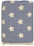 Fleece Throw ~ STF10 Stars design Denim cotton blanket with fleece backing 170 x 130cm