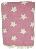 Fleece Throw ~ STF06 Stars design Pink Bubblegum cotton blanket with fleece backing 170 x 130cm