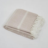 Blanket throw ~ Oxford stripe - Shell - beautiful soft colour eco friendly