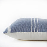 Navy and linen colour back Cushion lightweight ~ Weaver Green Oxford Stripe - Navy - 45x45cm ethically produced