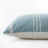 Teal and linen colour back Cushion lightweight ~ Weaver Green Oxford Stripe - Teal - 45x45cm ethically produced