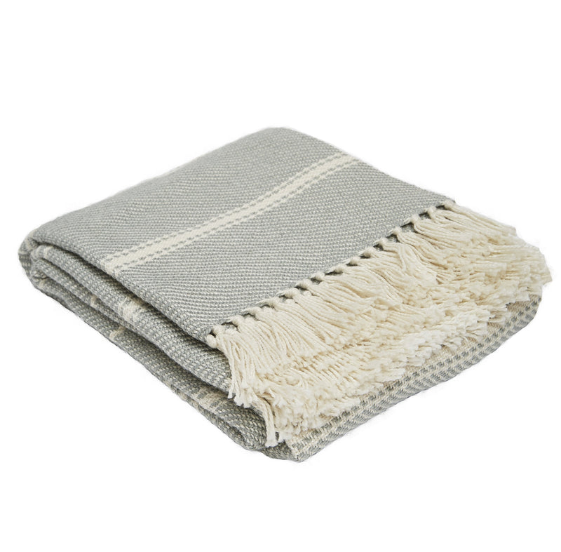 Weaver Green Blanket throw Oxford stripe Dove Grey striking colo New Waves Box