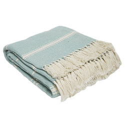 Oxford stripe throw - Teal - beautiful colour 100% recycled