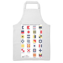 Apron ~ white with International Maritime Signal Flags Alphabet print design