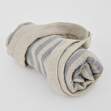 Rolled up Bag ~ Toulouse Blue Stripe Beach/Shopping Bag ethically produced