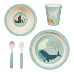 ENDANGERED ANIMALS BAMBOO TABLEWARE SET