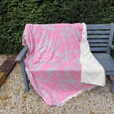 Camouflage pattern Bubblegum Pink/Grey cotton throw with fleece backing