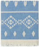 Fleece Throw ~  GTF04 Dakota Blue geometric pattern cotton throw with fleece backing