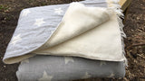 Throw ~ Stars Grey cotton blanket with fleece backing 170 x 130cm