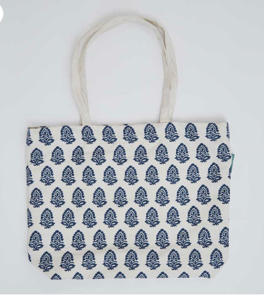 Weaver Green Bag ~ Jaipur Acorn Navy Canvas Bag Beach/Shopping Bag ethically produced