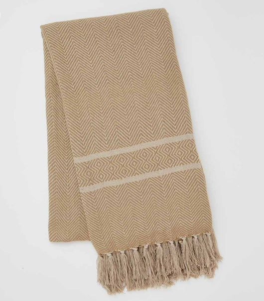 Weaver Green Blanket throw ~ Cassis Olive -100% recycled with the appearance of real French linen