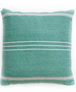 Cushion lightweight ~ Weaver Green Oxford Stripe - Aqua - 45x45cm ethically produced