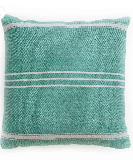Cushion lightweight ~ Weaver Green Oxford Stripe - Aqua - 45x45cm ethically produced