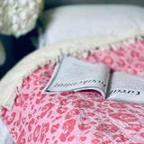 Fleece Throw ~ LTF01 Leopard design Ibiza Pink cotton blanket with fleece backing 170 x 130cm